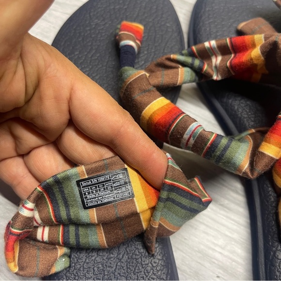 Sanuk Striped Multicolor Fabric Yoga Mat Thong Sling Back Sandal Women’s Size 8 - Picture 9 of 12